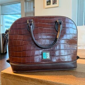 Dooney & Bourke Brown Oakdale Embossed Leather Satchel